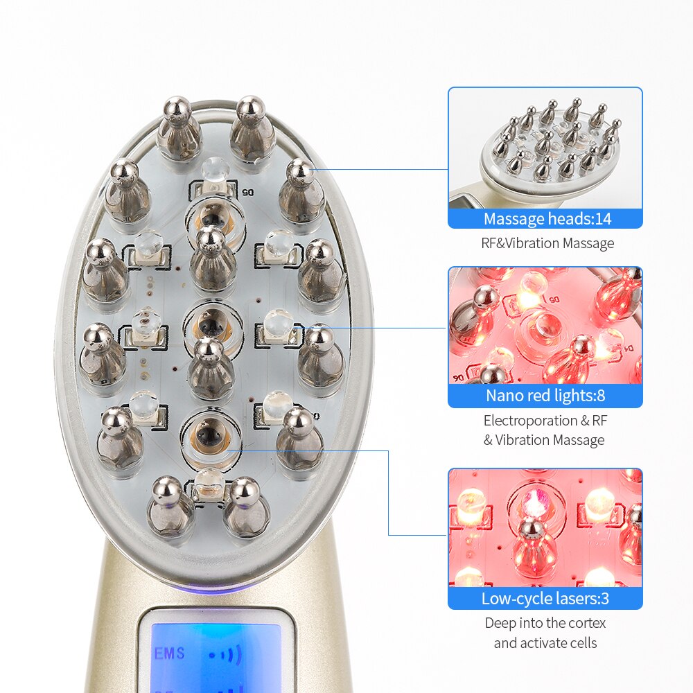 Title: Electric Laser Hair Growth Comb Infrared EMS RF Vibration Massager Microcurrent Hair Care Hair Loss Treatment Hair Regrowth