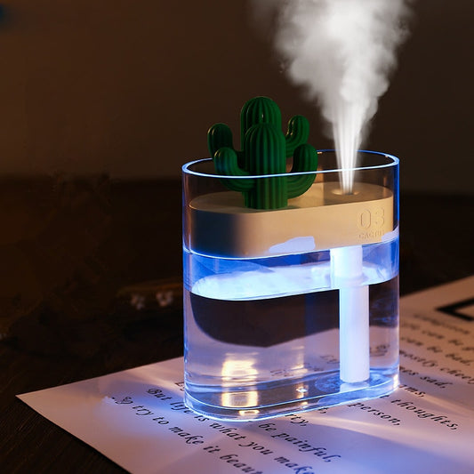 Title: 160ML Ultrasonic Air Humidifier Clear Cactus Color Light USB Essential Oil Diffuser Car Purifier Aroma Diffusor Anion Mist Maker