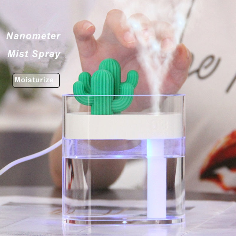 Title: 160ML Ultrasonic Air Humidifier Clear Cactus Color Light USB Essential Oil Diffuser Car Purifier Aroma Diffusor Anion Mist Maker